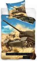DREAMEE Militair Dekbedovertrek Pantservoertuig - Eenpersoons - 140x200 cm