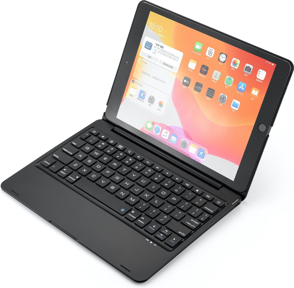 iPad 10.2 inch Case - Bluetooth toetsenbord hoes - QWERTY layout - Magneetsluiting - Sleep/Wake-up functie - Zwart