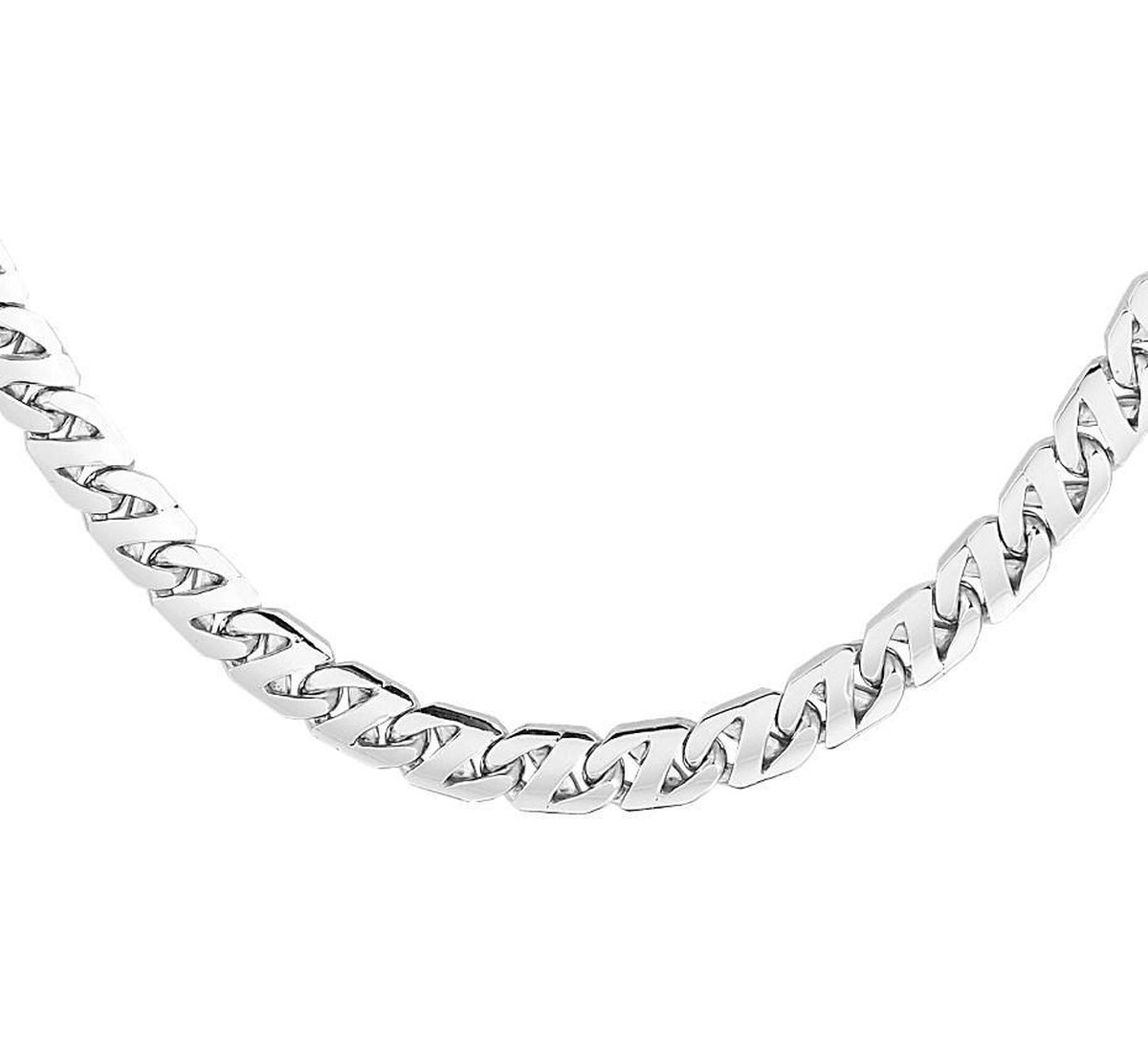 YO&NO - Ketting - Zilver -  Gourmet  - 6,6 mm - 50 cm -  Heren - Gerhodineerd - Zilver 925