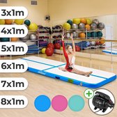 Opblaasbare PVC gym mat, 4 meter, met elektrische luchtpomp, gymnastiekmat, trainingsmat, fitnessmat