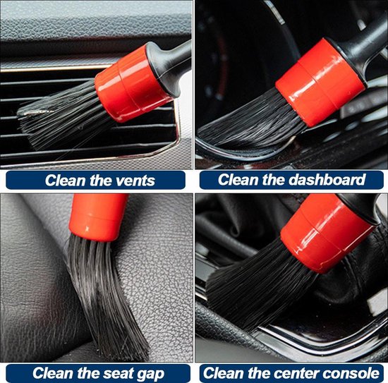 WiseGoods Nettoyage intérieur et extérieur de voiture de Luxe - Nettoyage et polissage - Pinceaux de climatisation - Brosse de nettoyage - Set de 17 pièces