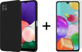 iParadise Samsung A22 5G Hoesje - Samsung galaxy A22 5G hoesje zwart siliconen case hoes cover hoesjes - 1x Samsung A22 5G screenprotector