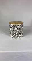 Porselein pot - Voorraadpot - Opbergpot - Plantprint - Zwart/Wit - Ø 10 cm