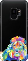 Samsung Galaxy S9 Telefoonhoesje - Extra Stevig Hoesje - 2 lagen bescherming - Met Dierenprint - Leeuw - Blauw