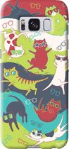 Samsung Galaxy S8 Telefoonhoesje - Premium Hardcase Hoesje - Dun en stevig plastic - Met Dierenprint - Kat - Groen