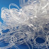 Mini Bandes de caoutchouc transparents - Yashika Rubber Hair Bows - Accessoires pour cheveux élastiques en Siliconen - Klein - 200 pièces - 15 mm de diamètre - 15 grammes