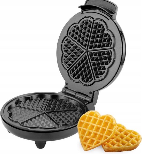 Botti Betsy wafelijzer hartvormig voor Luikse wafels - 1000W - Zwart