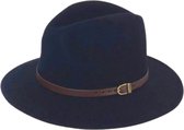 Hoed - Blauw - Maat 56 - Donkerblauw - Fedora - Jagers hoed - Wol