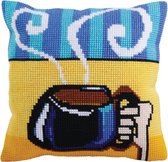 Kussen borduurpakket Cup of Coffee - Collection d'Art