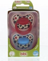 Bibi Happiness 2x Tiger Swiss 16+ Rood/Blauw - Baby speen - Fopspeen - Speen - Babycadeau - Dental soother - bewaardoos