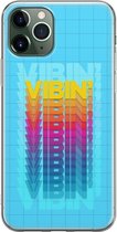 iPhone 11 Pro Hoesje - Siliconen Hoesje - Transparant - Flexibel - Shockproof - Met Quote - Vibin - Lichtblauw