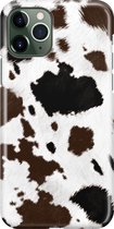 iPhone 11 Pro Hoesje - Premium Hard Hoesje - Back Cover - Met Dierenprint - Koeien Patroon - Donkerbruin