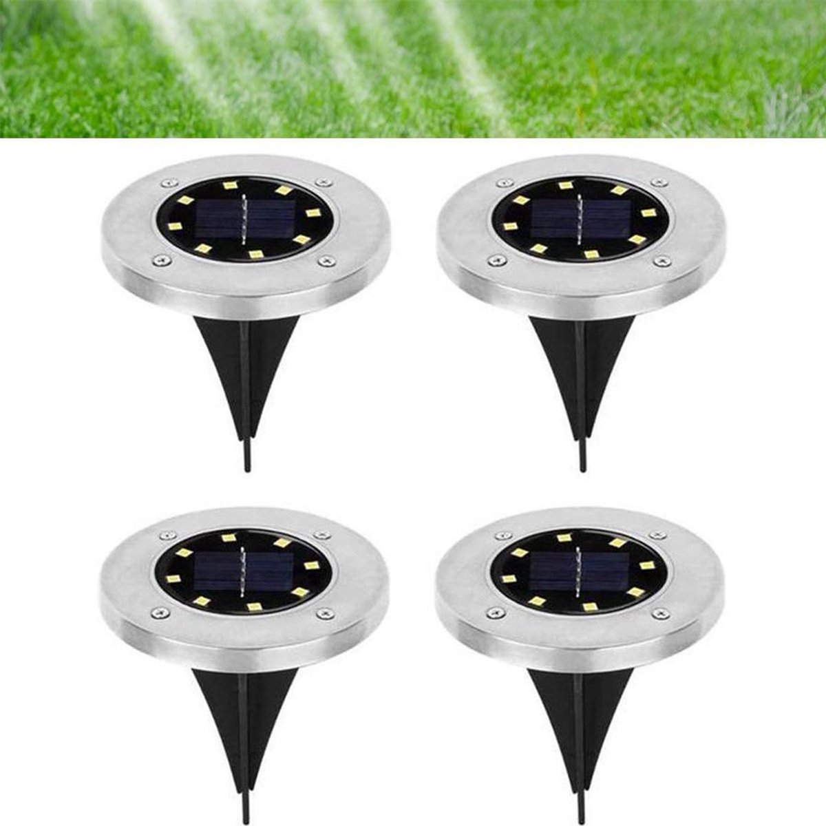 Doodadeals® Tuinverlichting Grondspots - Solar - LED - Warm Wit - Waterdicht - Set van 4