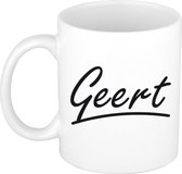 Geert naam cadeau mok / beker met sierlijke letters - Cadeau collega/ vaderdag/ verjaardag of persoonlijke voornaam mok werknemers