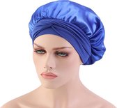 Slaapmuts – Tulband – Headwrap – Hoofdband – Bonnet – Slaap cap – Nachtmuts – Satijn bonnet – Satijn – Haarverzorging – Luxe slaapmuts – Blauw