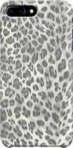 Apple iPhone 8 Plus Telefoonhoesje - Premium Hardcase Hoesje - Dun en stevig plastic - Met Dierenprint - Luipaard Patroon - Wit