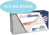 Eurogloves vinyl handschoenen wit, poedervrij, 10 x 100 stuks, maat L (VOORDEELVERPAKKING)
