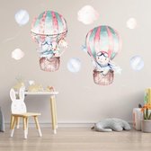 Muursticker Luchtballonnen Met Een Olifant Konijn Giraffe En Wolken | Ballonnen | Wanddecoratie | Muurdecoratie | Slaapkamer | Kinderkamer | Babykamer | Jongen | Meisje | Decoratie