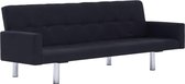 Slaapbank met armleuningen polyester zwart