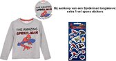 Spiderman Marvel Longsleeve T-shirt met pailletten. Maat 128 cm / 8 jaar. + EXTRA 1x Spiderman spons stickers.