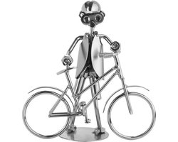 BRUBAKER Schroef Man Fiets - Handgemaakte IJzer Figuur Metalen Man - Metalen Figuur Cadeau Idee voor Fietser en Fiets Verkoper