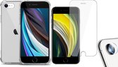iPhone SE 2020 Hoesje Transparant Shock Case - 1x Hoesje voor Apple iPhone SE 2020 / 8 / 7 + 1x Screenprotector Glas + 1x Camera Screen Protector