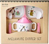 Rice - Melamine Baby Dinner Set Giftbox - Pink Party Animal Print