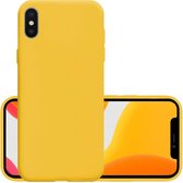 Hoes Geschikt voor iPhone X Hoesje Cover Siliconen Back Case Hoes - Geel