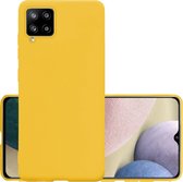 Samsung Galaxy A12 Hoesje Back Cover Siliconen Case Hoes - Geel