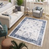 Tapiso Laos Vloerkleed  Beige Donkerblauw Ornament Woonkamer Slaapkamer Tapijt Maat – 200x300