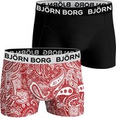 Björn Borg Boxershort Core - Onderbroeken - 2 stuks - Jongens - Maat 122-128 - Zwart & Rode Paisley