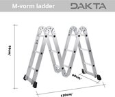 Dakta® Ladder - 7 in 1 - Telescoop ladder - 150 kg draaggewicht - Reform ladder - Multifunctionele ladder - opvouwbaar - 12 treden