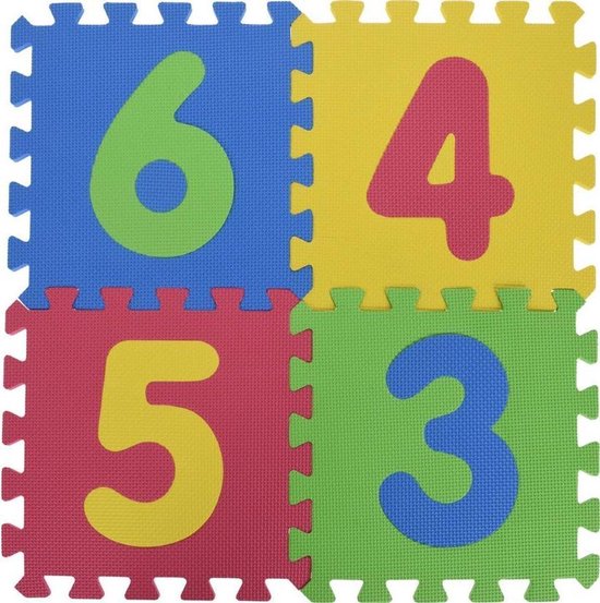 Puzzelmat met gekleurde cijfers van 1 tot en met 9 - 31 x 31cm - Speelkleed  vloermat... | bol.com
