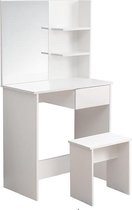 NumberOne® Make Up Tafel Frameloze Spiegel Oplegplanken - Modern - Wit