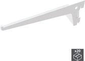 Emuca Drager voor planken glas/hout, profielen gat 50 mm, 350 mm, Staal, Wit, 20 st.
