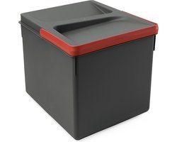 Emuca Recyclingcontainers voor keukenlade, hoogte 216 mm, 1x12L, Actraciet grijs