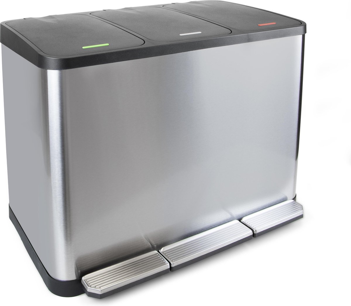 Goedkoopste Emuca Vuilnisbak met 3 compartimenten van 15 liter, roestvast staal