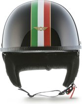 MOTO D23 braincap, Italy Zwart, halve helm, pothelm voor Vespa scooter en motor, L, hoofdomtrek 59-60cm