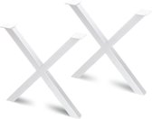 Emuca Set met twee gekruiste tafelpoten Cross, hoogte 695 mm, witgelakt