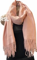 Sjaal warm effen kleur lichtroze 180/78cm