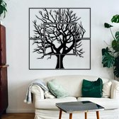 Metalen Wanddecoratie - Square Tree - 100x100 cm (Metaal Boom Natuur Schilderij)