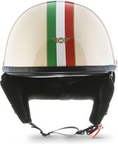 MOTO D23 braincap, halve helm, pothelm voor scooter en motor, goud en leer, S, hoofdomtrek 55-56cm