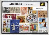 Boogschieten – Luxe postzegel pakket (A6 formaat) : collectie van 25 verschillende postzegels van boogschieten – kan als ansichtkaart in een A6 envelop - authentiek cadeau - kado -