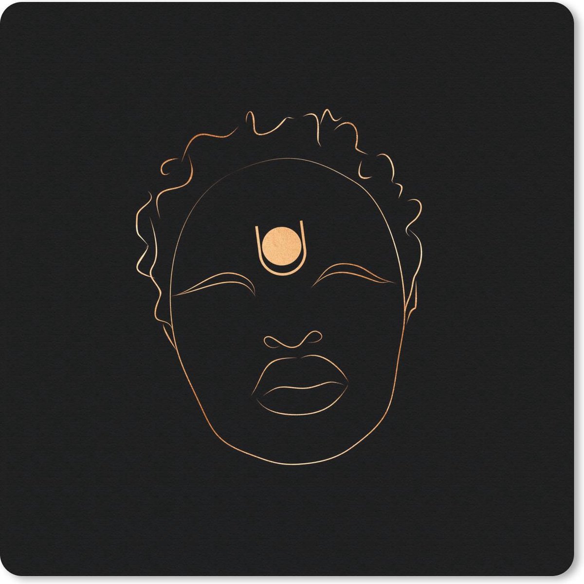 Muismat 20x20 cm - Mousepad Vrouw - Gold - Line art - Muismatten