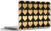 Laptop sticker - 12.3 inch - Patronen - Hart - Goud - Zwart - 30x22cm - Laptopstickers - Laptop skin - Cover