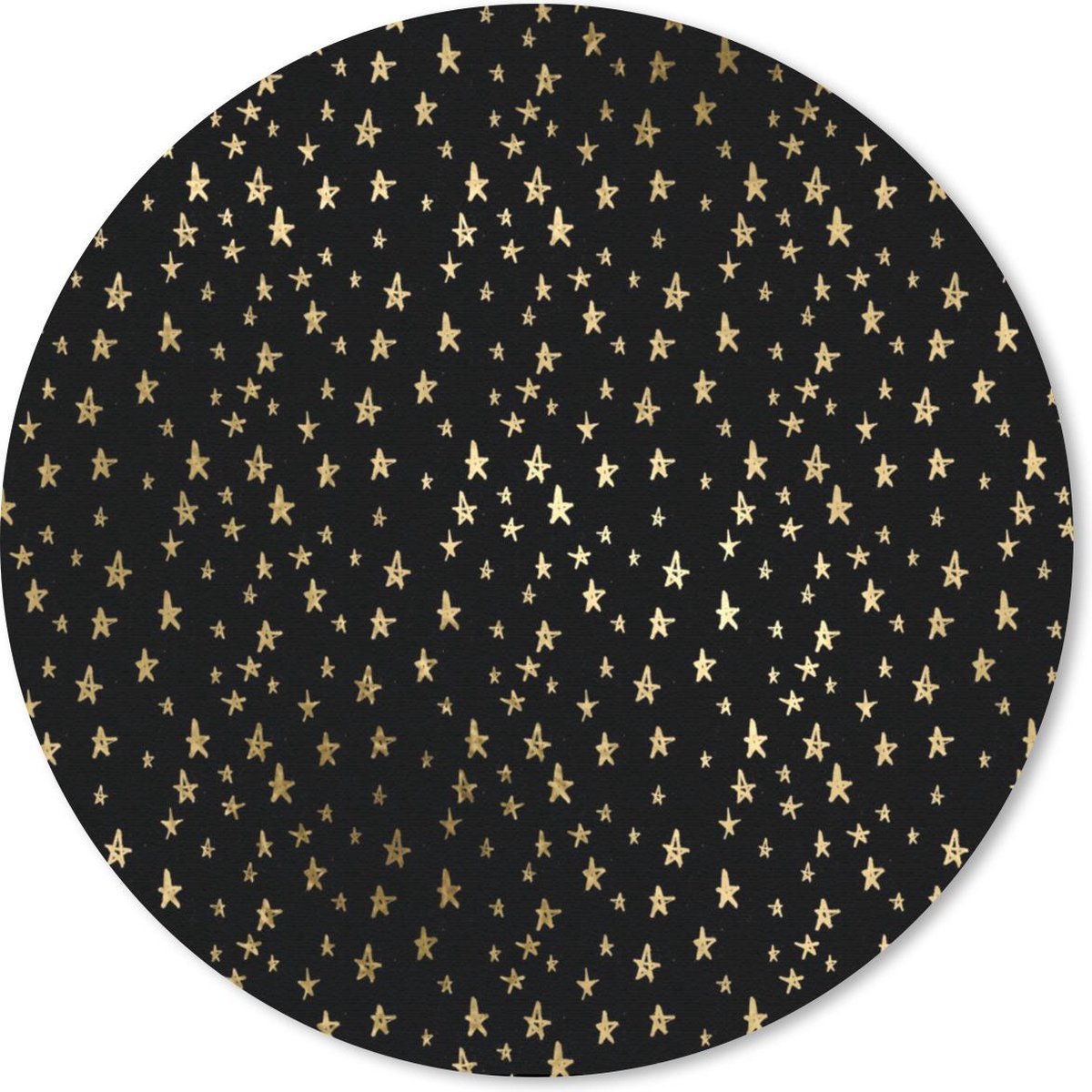 Muismat - Mousepad - Rond - Patronen - Sterren - Goud - 30x30 cm - Ronde muismat