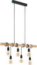 Hanglamp Vintage - Massief Hout - Industrieel ontwerp -  hanglamp Retro - Eetkamertafellamp - staal/hout - 6 lichtbronnen