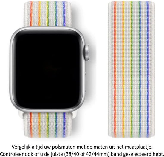 Wit Regenboog Rainbow Pride Nylon Horloge Band geschikt voor Apple Watch 1 2 3 bol