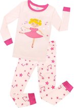 Elowel - Meisjes Pyjama 2 Delig, 100% Katoen, Comfortabel, Slim fit Broek | 6 Jaar | Ballerina van de dans
