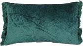 Hoyz | Crushed Velvet Fringes Pine Gr Kussen | 30 X 50